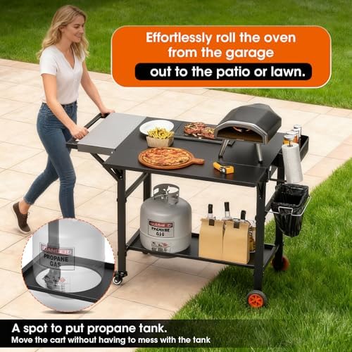 Pizza Oven Table for Ooni Pizza Ovens, Grill Cart Table with Topping - Image 4