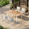 Full Grounded Outdoor Dining Set, Aluminum Patio Table and Chairs by Oasbira