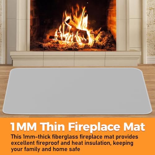 Fireproof Fireplace Rug for Home Protection, 3'6'' x 2' x 0.04'', Grey - Image 3