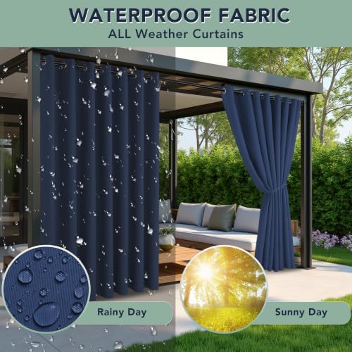 Patio Curtains Outdoor Waterproof, 6-Panels, Privacy Drapes - Image 2