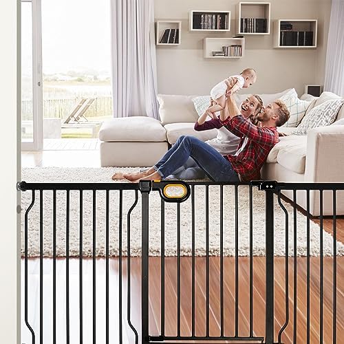 owlie 66 to 75 Inch Extra Wide Baby Gate with Door for Stairs Doorways - Image 2