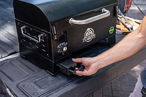 Pit Boss 150 Battery Powered Wood Pellet Grill & Smoker with Flame Broiler 256-Sq. In. Cooking Space, 180°F to 500°F Temperature Range, 7 lb. Pellet Hopper, for Tailgating, Camping, or Travel, Black - Image 3