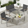 Best Choice Products 4-Piece Outdoor Textilene Patio Conversation Set, Backyard Furniture w/Loveseat, Coffee Table, Steel Frame - Taupe/Charcoal by BestChoiceProducts
