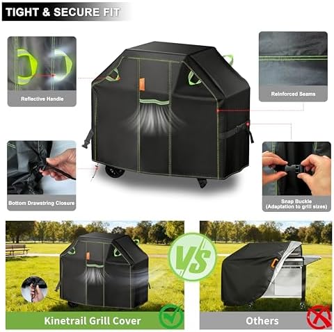 Grill Cover for Outdoor Grill, 58 Inch BBQ Grill Cover 420D Heavy Duty Waterproof with Air Vents/Handles/Straps, Weather Resistant Barbecue Gas Grill Cover for Weber, Genesis, Charbroil, etc - Image 6