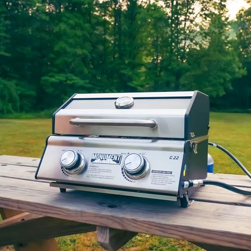 Monument Grills Clearview® 2-Burner Tabletop Propane Gas Grill for Outdoor Portable Camping Cooking with BBQ Cover(2 items) - Image 6