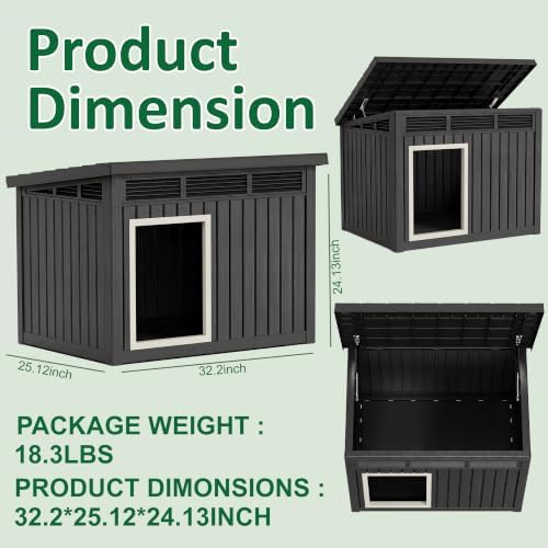 Duck Coop with Hydraulic Air Rod, Resin Duck House, Black - Image 6