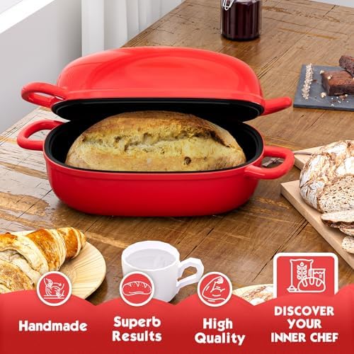 Dutch Oven 9x6 Inch, 2.5QT Cast Iron Bread Pans for Bread Baking - Image 2