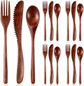 Geiserailie 12 Pcs Wooden Utensils for Eating Wooden Spoon Fork Knife Set by Geiserailie