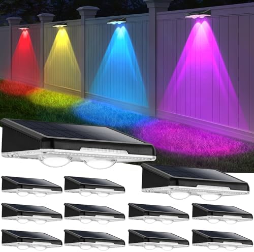 Brightever Solar Fence Lights Outdoor Black 12-Pack, Color Changing by Brightever