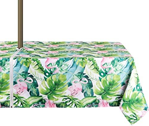 EHouseHome Outdoor Indoor 60x84 inch Rectangle Tablecloth with Umbrella Hole and Zipper, Waterproof Zippered Patio Cloths, Spring/Summer Table Covers for Backyard Circular Table/BBQs/Picnic by EHouseHome