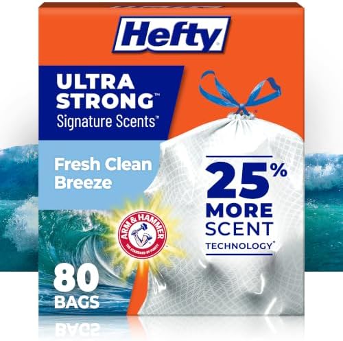 Hefty Ultra Strong Signature Scents 13G Trash Bags, Fresh Clean, 80ct by Hefty