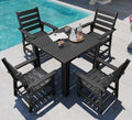 GREENVINES 5-piece Patio Dining Set, HDPE Square Table & 4 Chairs, Black by GreenVines