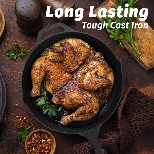 Zulay Kitchen Pre-Seasoned Cast Iron Skillet – 12.5 Inch Heavy Duty Frying Pan for Indoor & Outdoor Cooking – Oven, Stovetop, Induction, Grill & Campfire Safe - Image 5