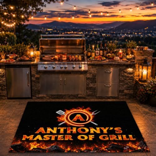 Custom XL Under The Grill Mat, Personalized Name BBQ Floor Mat (D2) - Image 3