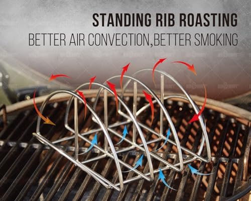 BBQ Rib Racks for Grilling and Smoking, Stainless Roasting Rack - Replacement Joe Classic Rib Rack for Holding 3 Full Ribs, Smoker Parts for Green Egg M/L/XL, Weber, Akorn Jr, BGE Kamado Accessories - Image 4