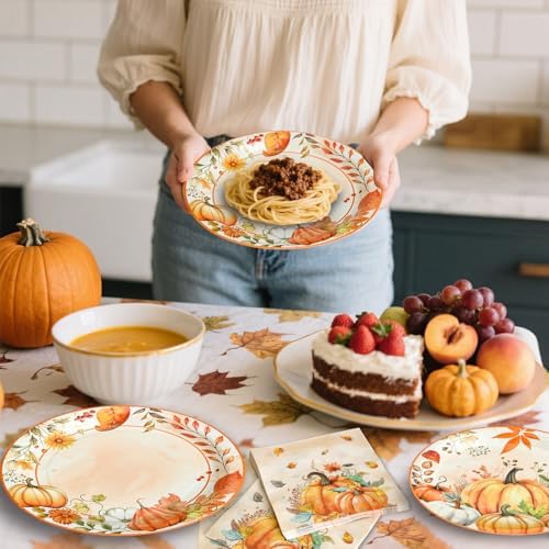 180 Pcs Fall Paper Plates and Napkins Party Supplies Serves 60 - Image 4