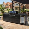 102.4 Inch Outdoor Kitchen Island, 4 Burner Propane Gas BBQ Grill 59500 BTU, 304 Stainless Steel Outdoor Grill Station with Sink, Refrigerator, Rotisserie, Storage Drawers & Cabinet, Black by Dvasovio
