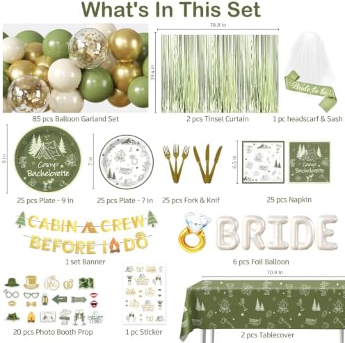 Cocomigo Camp Bachelorette Decorations, All-in-One Party Set Serves 25 - Image 2