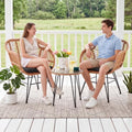 3 Piece Outdoor Wicker Furniture Bistro Set, Rattan Chairs Conversation Sets Wicker Patio Furniture for Balcony Poolside Backyard, Black by HOMEZILLIONS