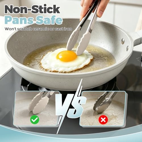 Small Cooking Tongs 7 inch Mini Serving Tongs with Silicone Tips - Image 6