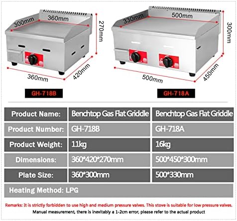 Gas Griddle LPG Commercial Stainless Steel Heavy Duty Restaurant Outdoor Griddle Gas Baking Plate Burger Grill Large Non-Stick Burners Flat Hot Plate and Can Cook for Medium to High Volumes,718b - Image 2