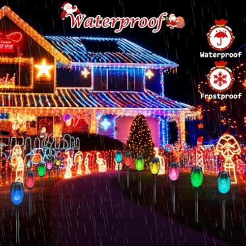 Christmas Decorations Outdoor, Multicolor Flickering Solar Christmas Lights - Image 4