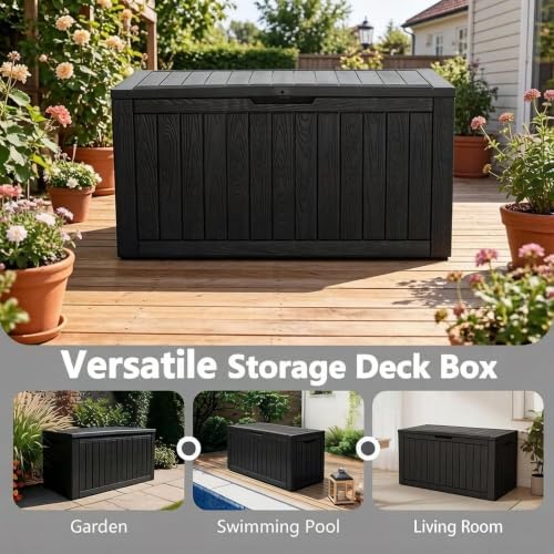 KAMABOKO 140 Gallon Outdoor Storage Box Waterproof Deck Box for Patio - Image 6