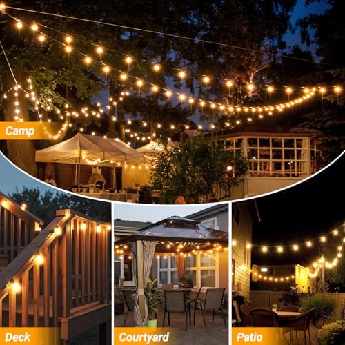 LAMPHOME 51FT Outdoor String Lights Waterproof, 2700K Bright LED Patio Lights with 25+2Spare ST38 Shatterproof Vintage Bulbs, Retro Connectable Edison for Outside, Garden, Balcony, Porch - Image 7
