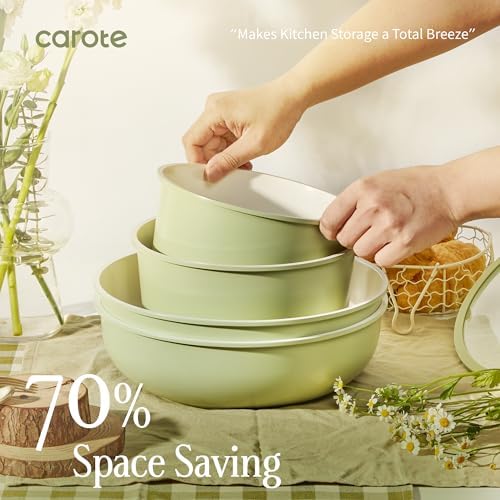 CAROTE 42pcs Ceramic Cookware Set, Pots and Pans Set with Detachable Handle - Image 4