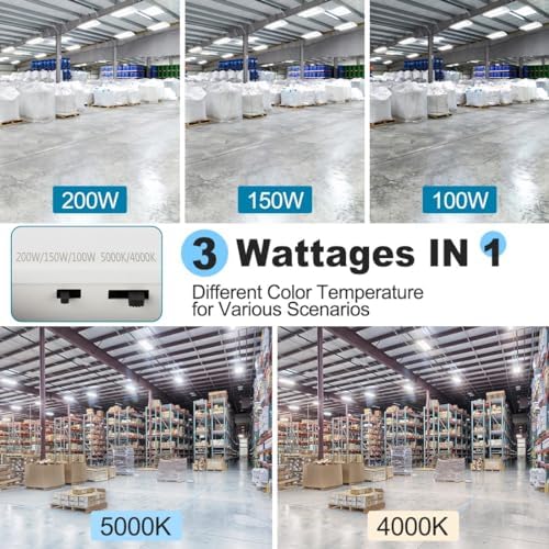 High Bay LED Shop Light 200W/150W/100W Adjustable 2 Pack - Image 2