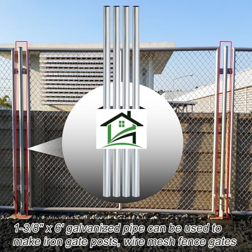 4 Pcs 1-1/2 Inch x 6ft Galvanized Chain Link Fence Extension Pipe/Tubing for Fence Top, Gates, Posts - Image 5