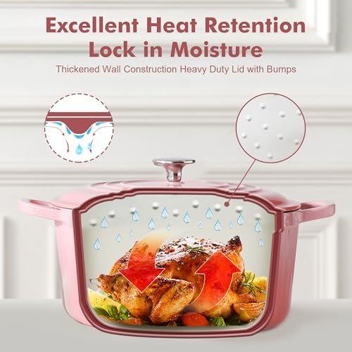SENSARTE 6.5QT Enameled Cast Iron Dutch Oven Pot with Lid&Cotton Potholders - Image 5