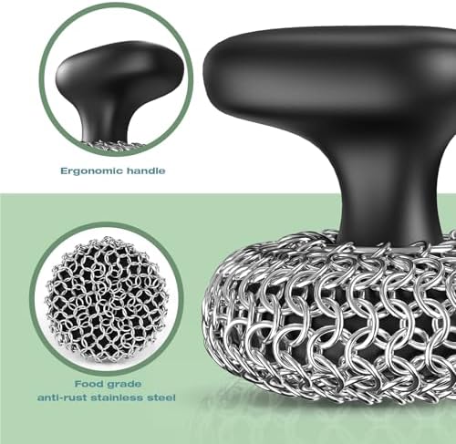 Cast Iron Scrubber Dish Scrub Brush 316 Chainmail Scrubber for Cast Iron - Image 3
