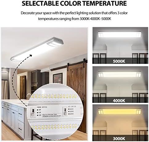 ANTLUX 4FT LED Light Fixtures, 3000K 4000K 5000K Selectable, 30W/40W/50W Dimmable 4 Foot Kitchen Ceiling Light Fixture, 48 Inch Flush Mount LED Wraparound Puff Lights for Kitchen, Laundry, Office - Image 3