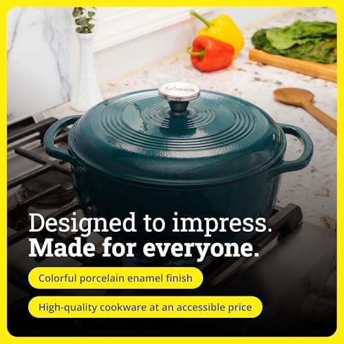 Lodge Essential Enamel Cast Iron Dutch Oven, 6 Quart, Lagoon - Image 6