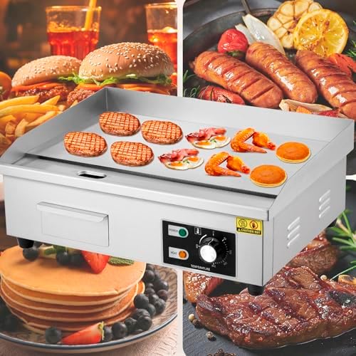 Takywep 21" Commercial Electric Griddle, Stainless Steel Countertop Griddle, Electric Flat Top Grill With Shovel Brush, Restaurant Teppanyaki Grill Cooking Equipment, Temperature Control 50°C - 300°C - Image 6