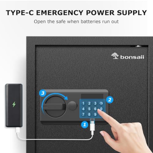 Bonsaii Security Safe Box With Keypad Lock 1.2 Cu.Ft for Cash Jewelry Home - Image 4