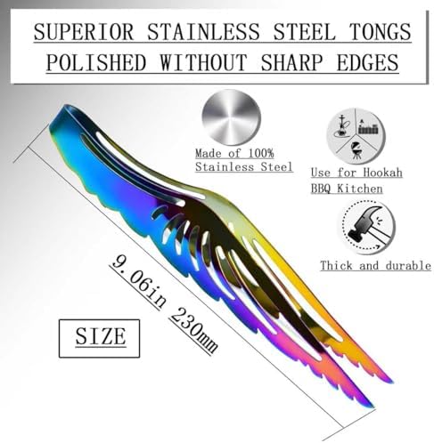 9 Inch Heat Resistant Coal Tongs - Professional Hookah Charcoal Tong with Anti-Slip Handle for Shisha, BBQ and Fireplace Use (Colours Butterfly Tongs 9") - Image 4