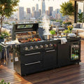 5-Burner Stainless Steel Grill with Rotisserie Oven,Mini Wine Fridge,Side Burner,Sink.Included Natural Gas converter.Black by INOTEVERITORY