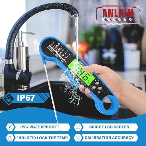 AWLKIM Meat Thermometer Digital, Instant Read Food Thermometer, Blue - Image 4