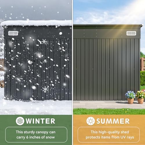 Aoxun 12'x7.3' Triple Door Shed Outdoor Storage Shed Black - Image 4