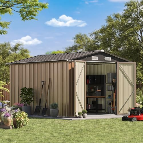 Patiowell 8x10 FT Outdoor Storage Shed, Brown - Image 2
