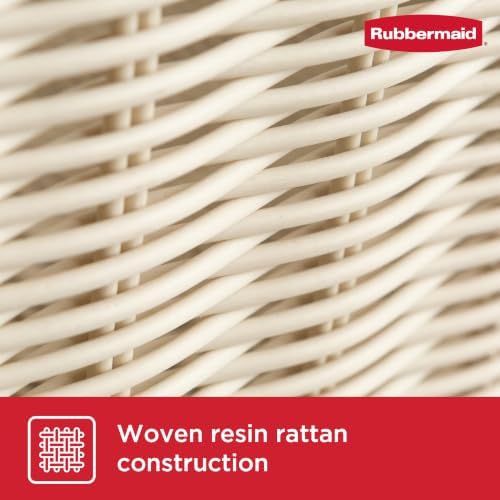 Rubbermaid Woven Storage Baskets - Set of 2 Stackable and Collapsible Bins with Handles, Extra-Large Resin Rattan Organizers for Shelves, Closet, Bathroom, Bedroom, 18.75” x 13.75", Ivory - Image 6