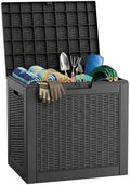 PatioZen 37 Gallon Deck Box,Waterproof Resin Outdoor Storage Boxes, Outside Storage Lockable Container for Garden Tools,Indooor Cushions,Accessories (Black) by OutdoorLivingPerfected