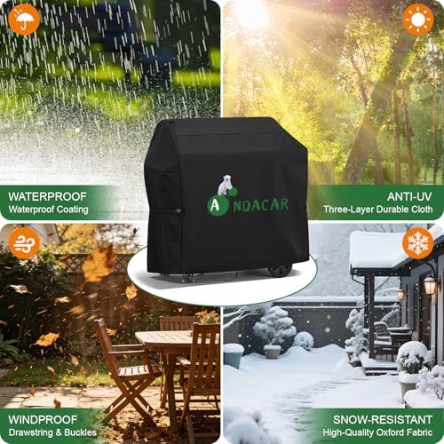 Charcoal Grills Cover for 440 SQ Wood Pellet Grill, Waterproof Outdoor Grill Cover BBQ Grill Cover Barbeque Grill Cover (Cover Only) - 45" L×25" W×35" H, Black - Image 7