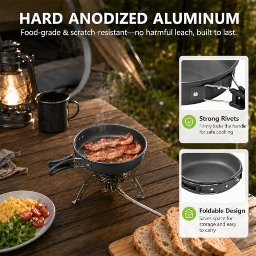 aiGear Camping Cookware with Pot Pan Kettle Cutlery Tableware 1-2 People - Image 3