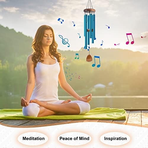 Bursvik 37" Aluminum Wind Chimes for Outside (Blue), Patio Zen Decor Gift - Image 6