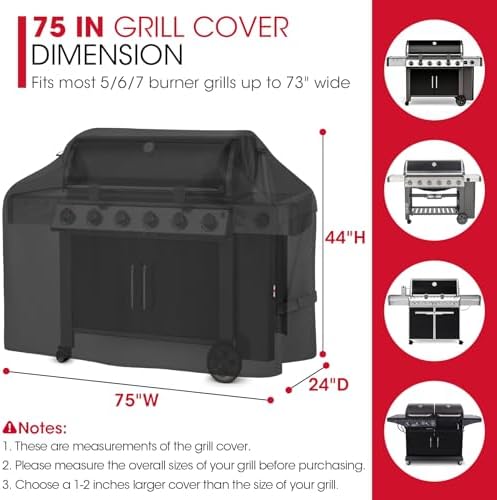 Unicook Grill Cover Heavy Duty Waterproof UV Proof, 75 inch X-Large, Black - Image 2