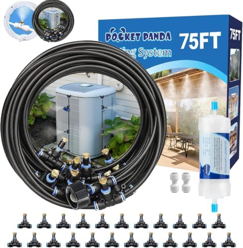 Misters for Outside Patio, Outdoor Misting Cooling System w Filter,75FT|23M by POCKETPANDA