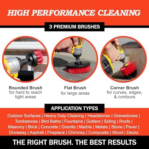 Heavy Duty Stiff Bristle Brush Kit - Cemetery Headstone Cleaning Brushes - Image 2